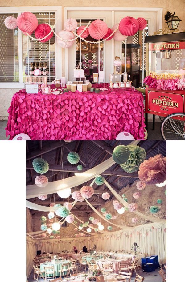 decor de fete avec lampions accordeons
